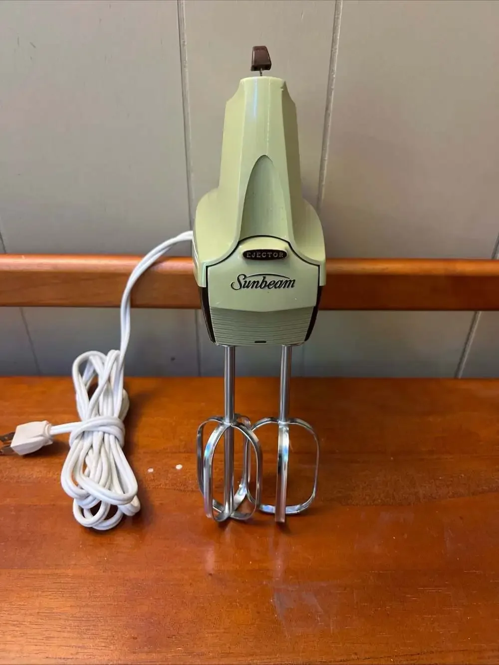 Vintage Sunbeam Mixmaster Handheld Mixer Avocado Green and Brown